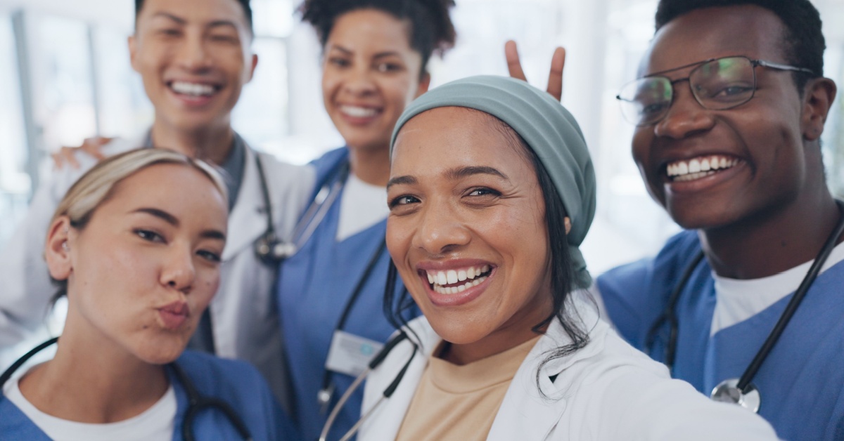 medical staff taking a selfie