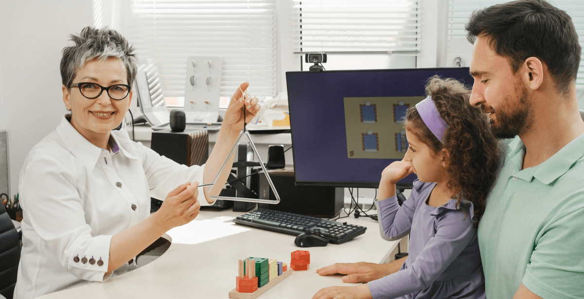 slp with a client and parent